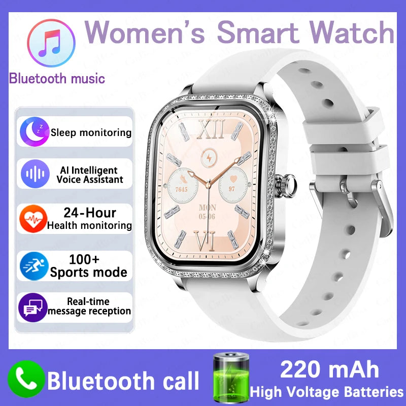 New Luxury Smart Watch Women 1.75" HD Display Heart Rate Sport Fitness IP68 Waterproof Bluetooth Call Smartwatch for Lady Gift