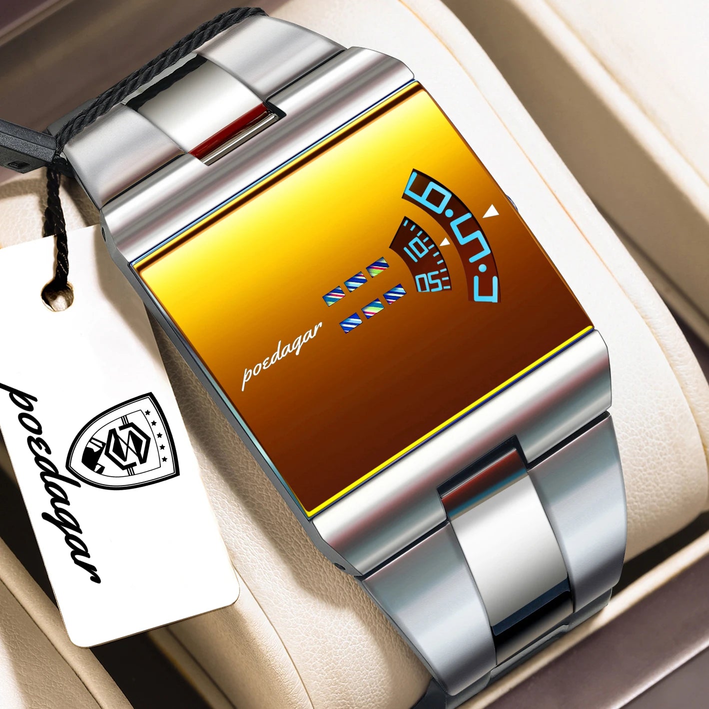 Top Rectangle Original Men Watch Waterproof Fashion Man Wristwatch Stainless Steel Quartz Sport Men'S Watches+Box Reloj