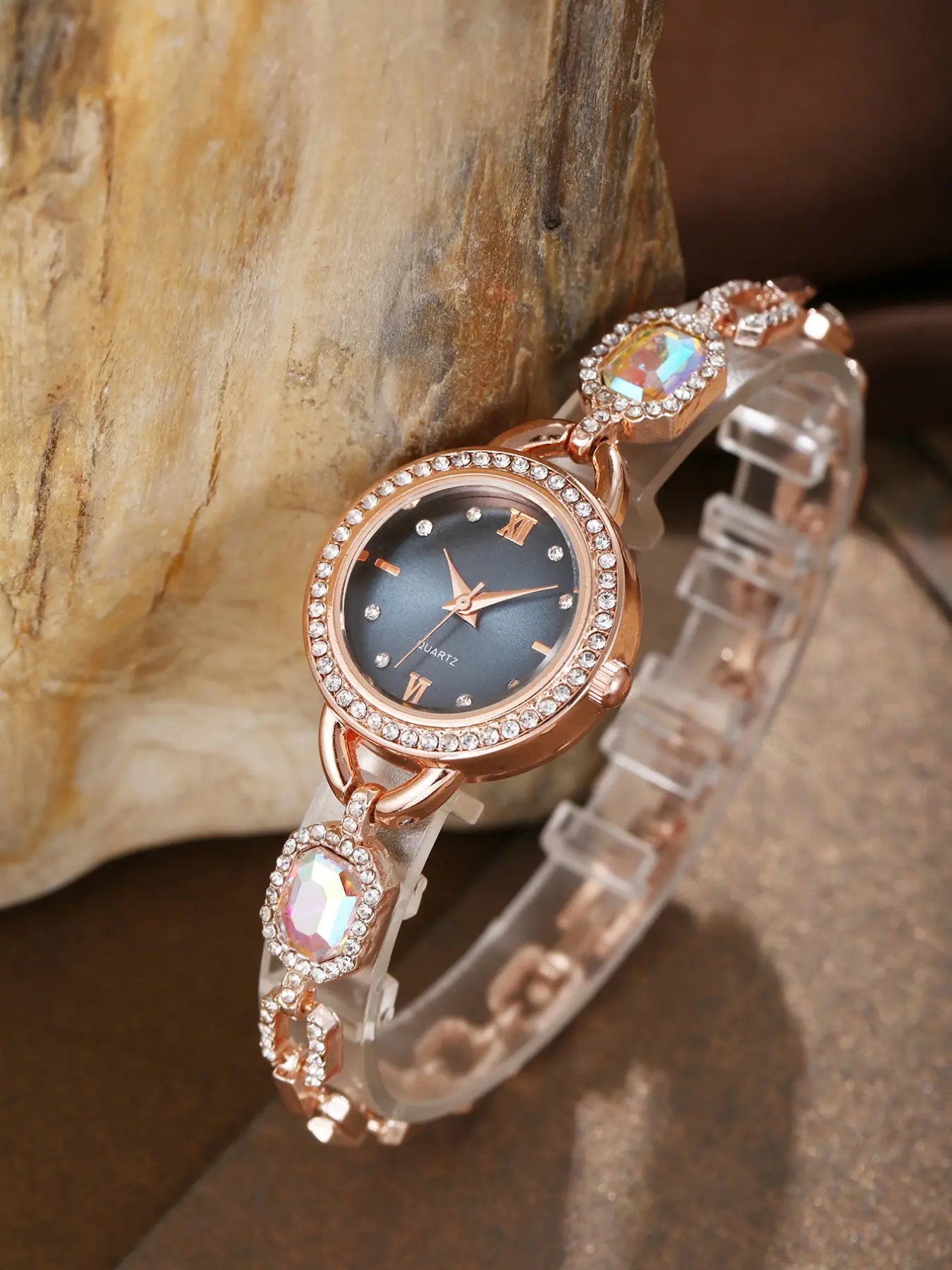 Luxury Fashion Quartz Watch with Artificial Diamonds, Analogue Quartz Watch, Modern Fashionable Wristwatch, Elegant Design for Daily Wear, Parties & Events, Perfect Gift Choice