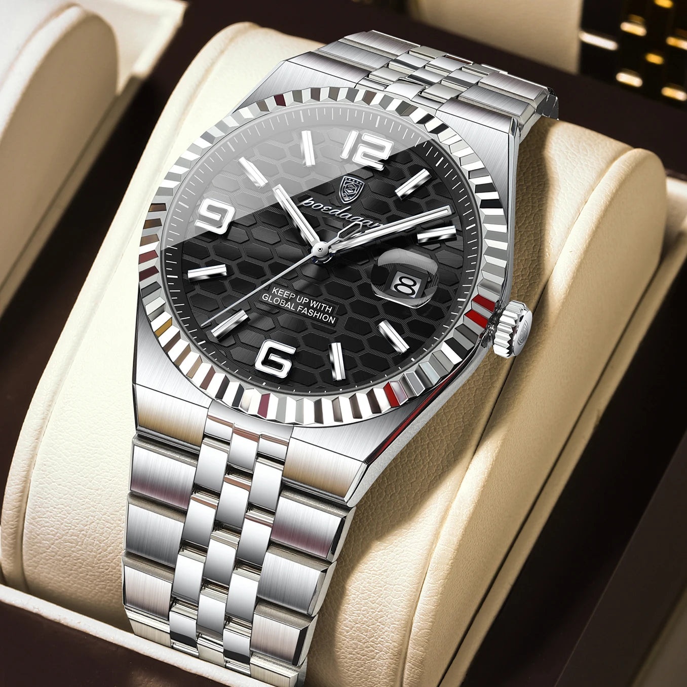 High Quality Original Men Clock Waterproof Luminous Date Luxury Man Watch Stainless Steel Quartz Men'S Watches Male+Box