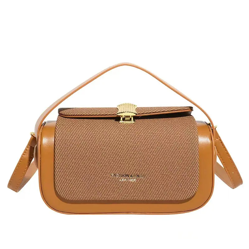 Women'S Trendy Metal Purse - New Fashionable Box-Shaped Hardcover Bags, Casual Buckle Crossbody Commuter Bag, Vintage Patchwork Leather Wristlet Clutch, Ideal Gift Option