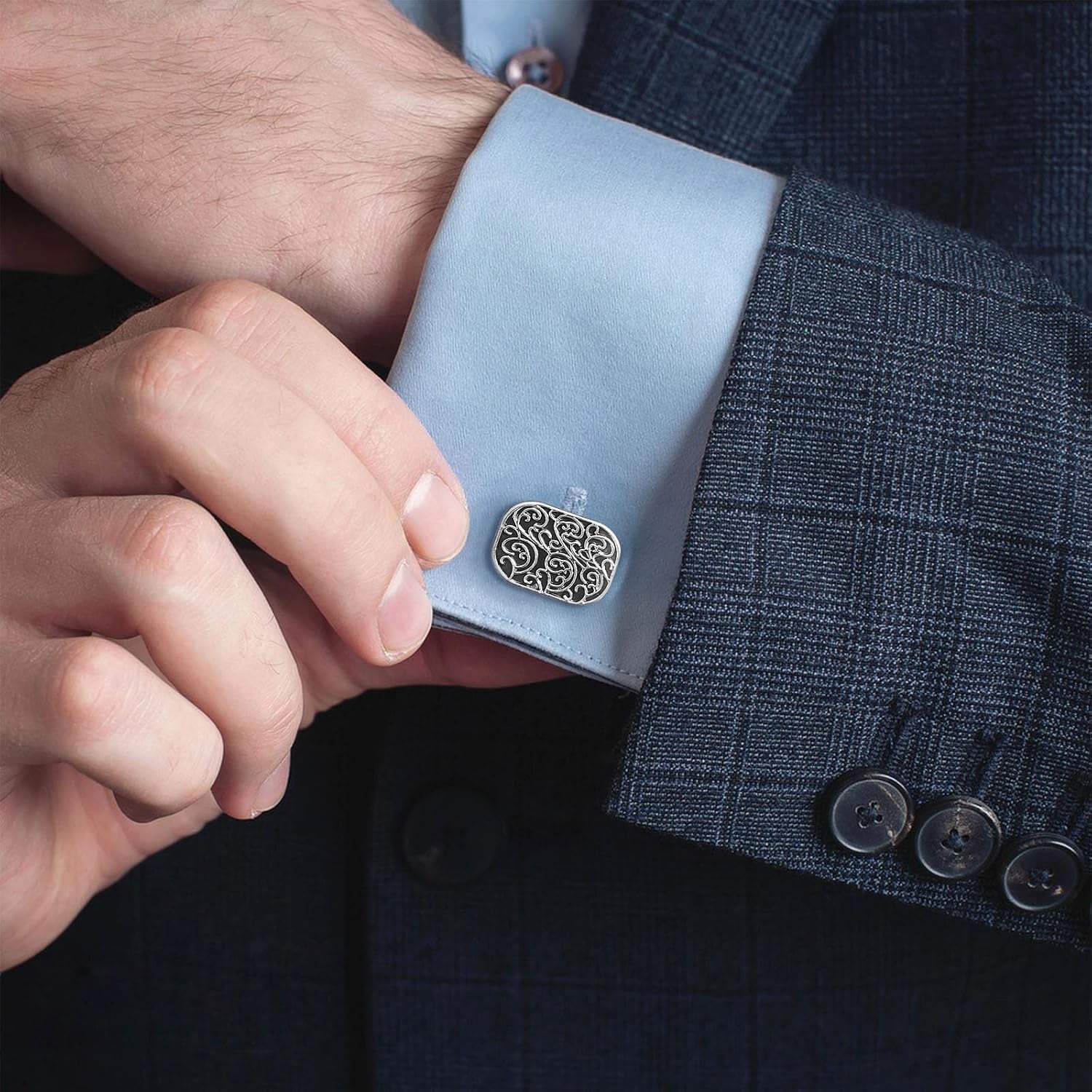 4Pcs Cufflinks for Men Classic Tone Cufflinks for Wedding, Birthday, Banquet, Business Meeting (Round and Square)