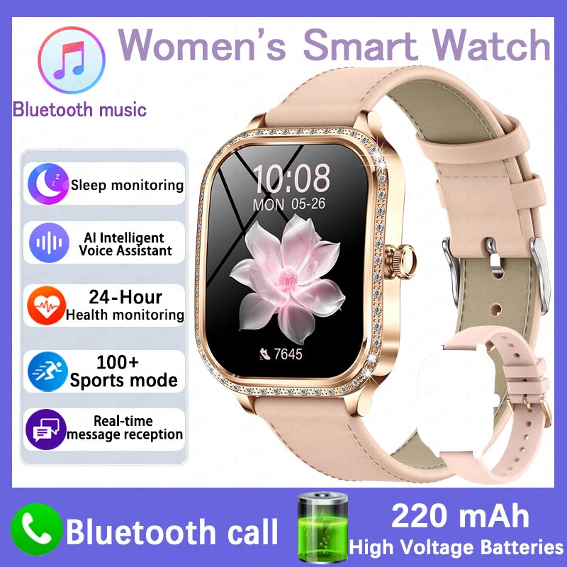 New Luxury Smart Watch Women 1.75" HD Display Heart Rate Sport Fitness IP68 Waterproof Bluetooth Call Smartwatch for Lady Gift