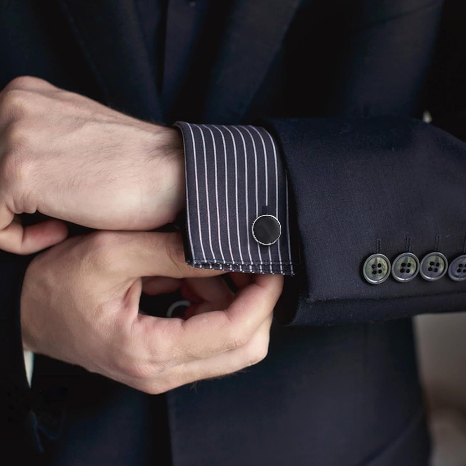 4Pcs Cufflinks for Men Classic Tone Cufflinks for Wedding, Birthday, Banquet, Business Meeting (Round and Square)