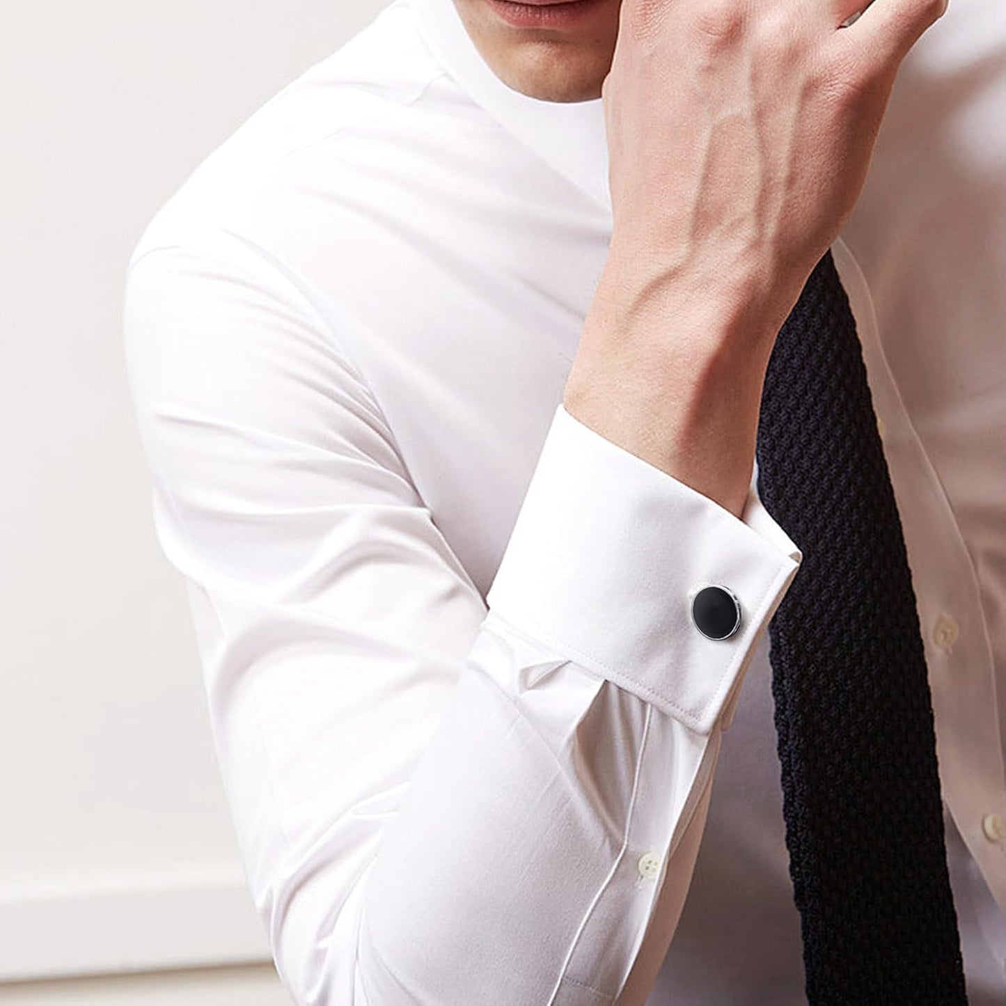 4Pcs Cufflinks for Men Classic Tone Cufflinks for Wedding, Birthday, Banquet, Business Meeting (Round and Square)