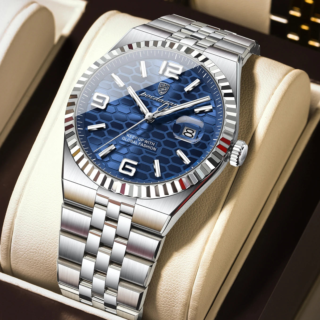 High Quality Original Men Clock Waterproof Luminous Date Luxury Man Watch Stainless Steel Quartz Men'S Watches Male+Box