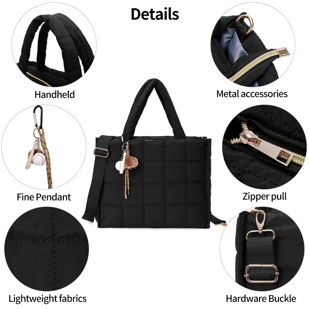 Nerlion Puffy Tote Bag for Women Quilted Laptop Shoulder Handbag, Tiktokshopblackfriday, Lightweight Quilted Puffer Tote Bag，Women‘S Work Tote with Multiple Compartments，Luxury Bags Collections，Cute Durable Tote Bag