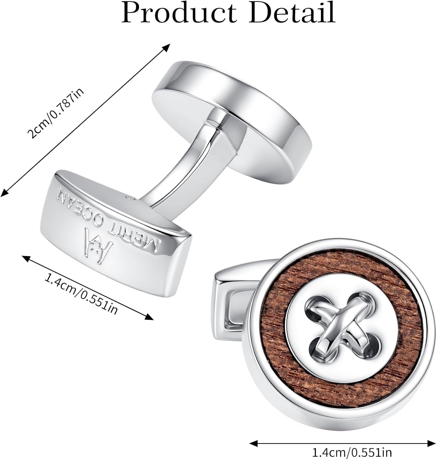 Cuff Links Mens Cufflinks Wood Inlay - Rectangular Brass Cuff Links with Gunmetal Finish, 3-Layer Electroplating, Unique Wood Grain Shirt Accessories for Business Wedding Tuxedo, Durable & Anti-Fade Jewelry Gift