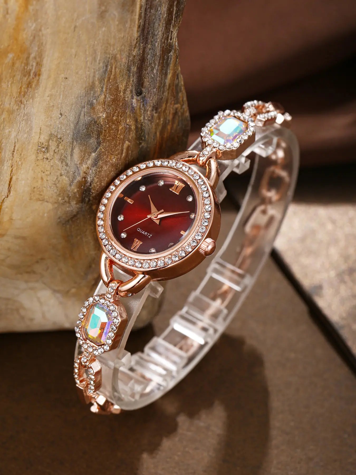 Luxury Fashion Quartz Watch with Artificial Diamonds, Analogue Quartz Watch, Modern Fashionable Wristwatch, Elegant Design for Daily Wear, Parties & Events, Perfect Gift Choice