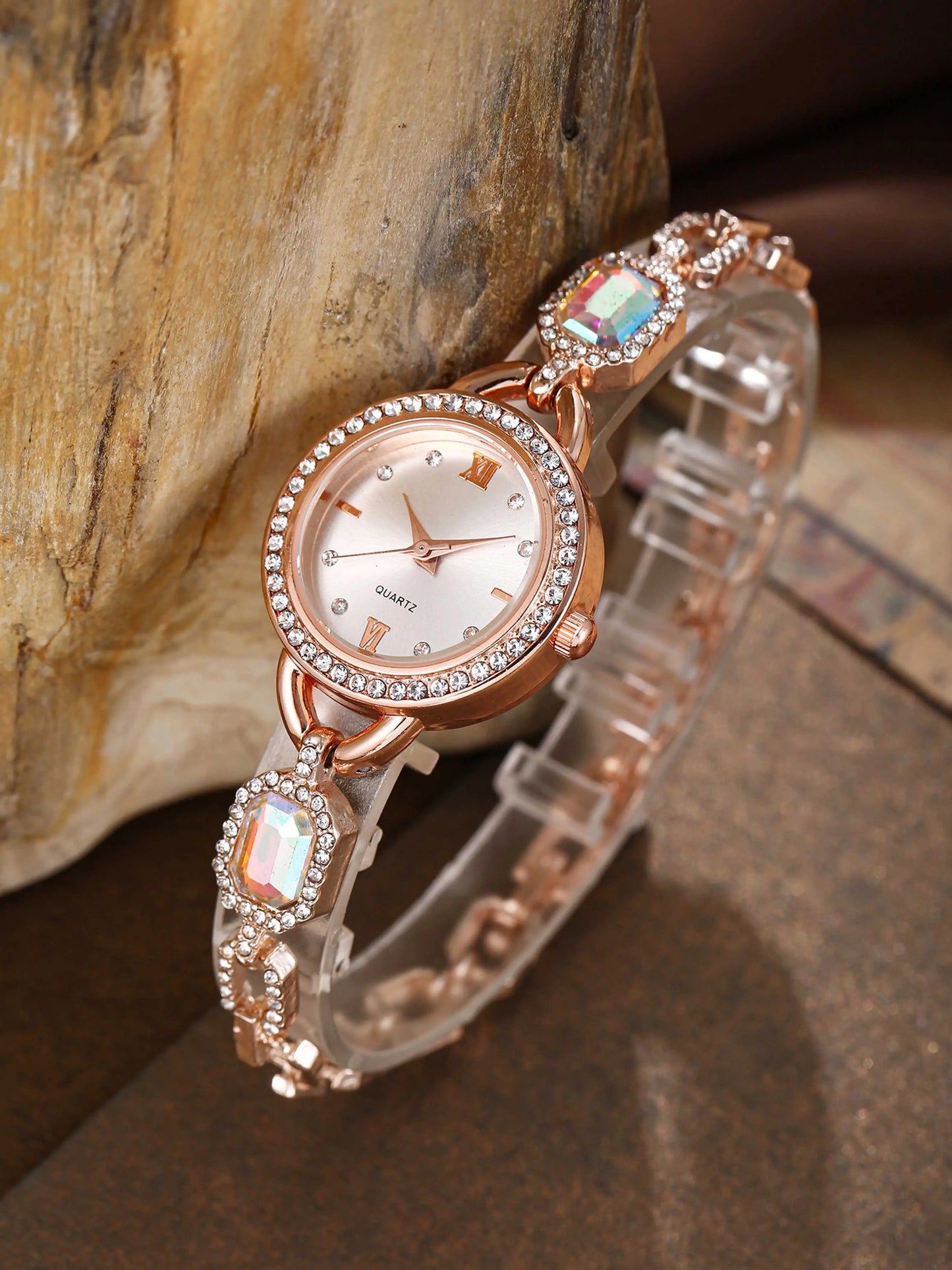 Luxury Fashion Quartz Watch with Artificial Diamonds, Analogue Quartz Watch, Modern Fashionable Wristwatch, Elegant Design for Daily Wear, Parties & Events, Perfect Gift Choice