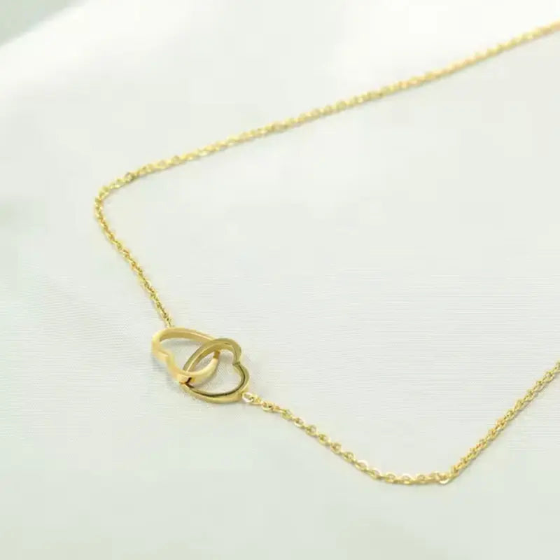 Elegant Double Heart Pendant Necklace – Minimalist Gold Chain Jewelry for Women, Perfect Gift for Women Golden Heart Necklace Love Heart Necklace
