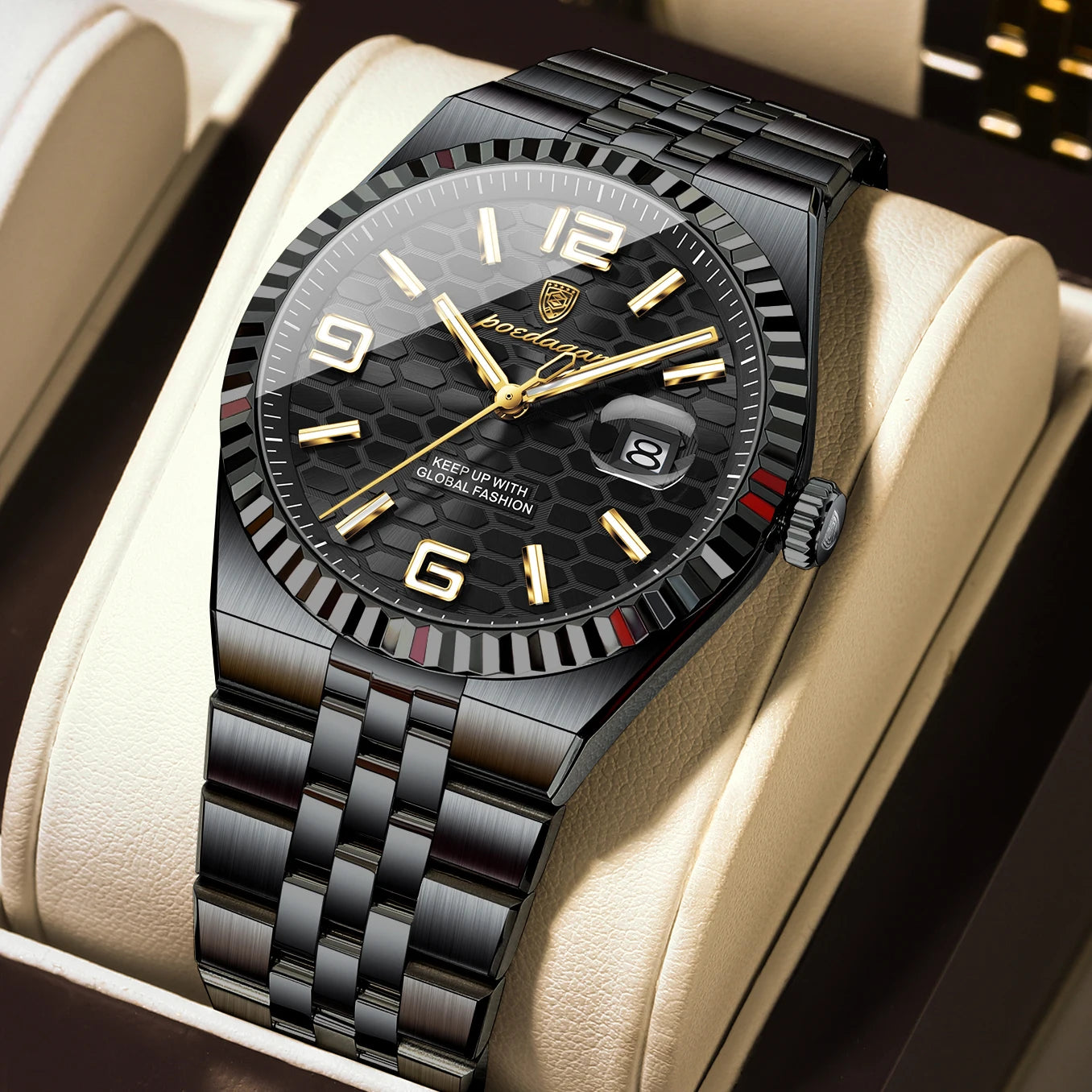 High Quality Original Men Clock Waterproof Luminous Date Luxury Man Watch Stainless Steel Quartz Men'S Watches Male+Box