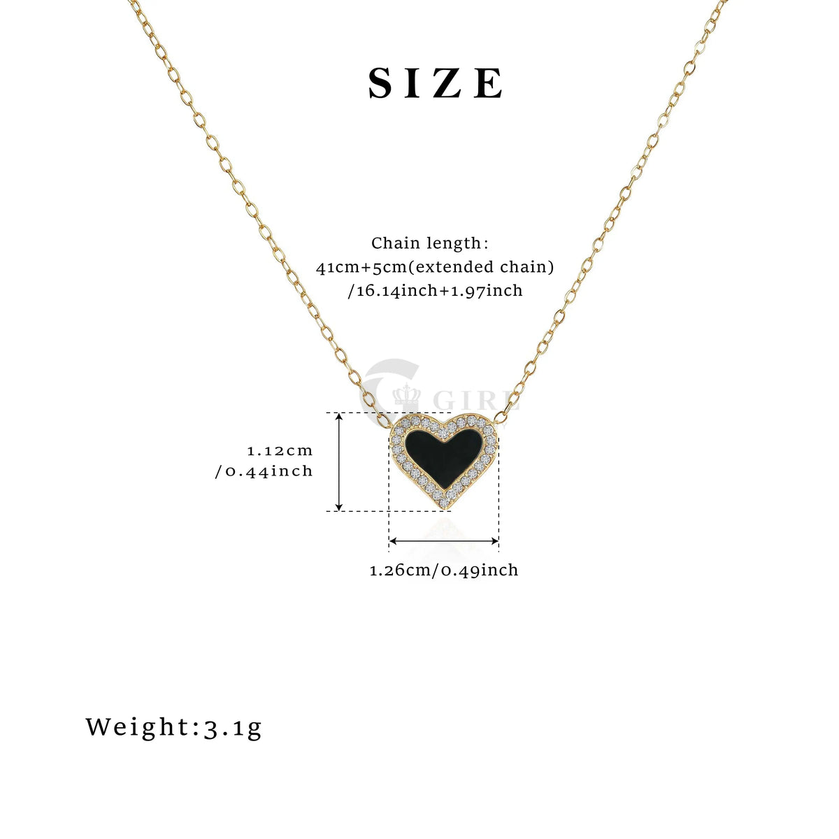 GGIRL 18K Gold Plated Resin Heart Shaped Stainless Steel Pendant Necklace with Zirconia Borders Unique for Women, Trendy Fashion Jewelry Gifts for Daily Wear Summer Beach Parties Holiday Birthdays Anniversaries Back to School Wedding Festivals Occasions