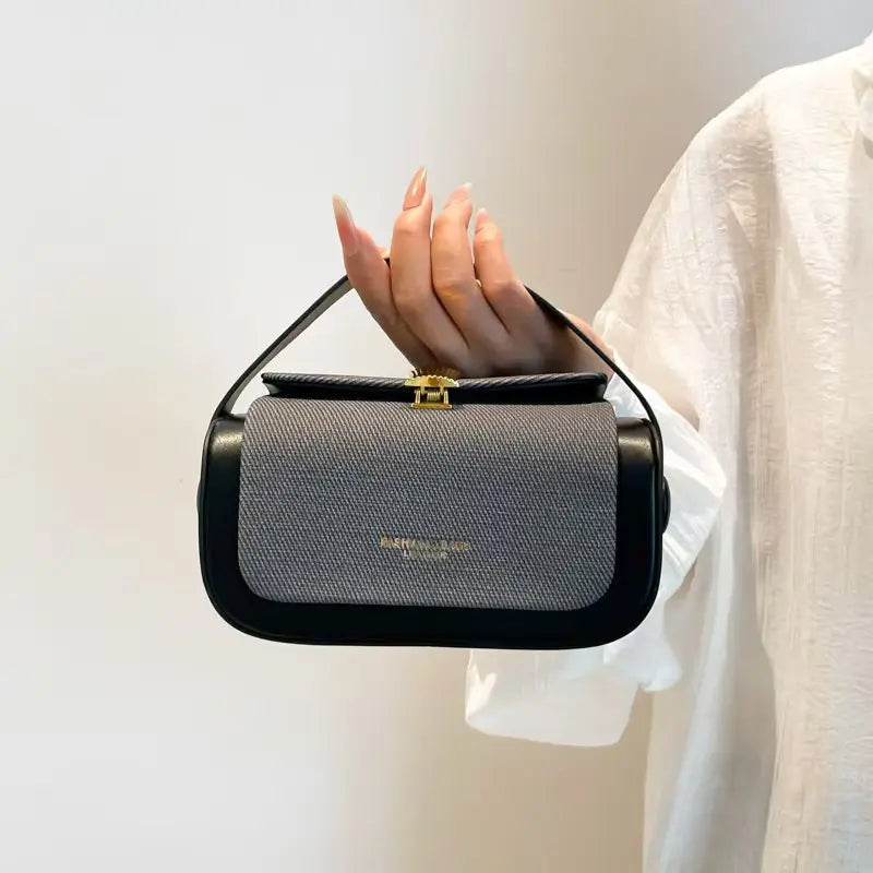 Women'S Trendy Metal Purse - New Fashionable Box-Shaped Hardcover Bags, Casual Buckle Crossbody Commuter Bag, Vintage Patchwork Leather Wristlet Clutch, Ideal Gift Option