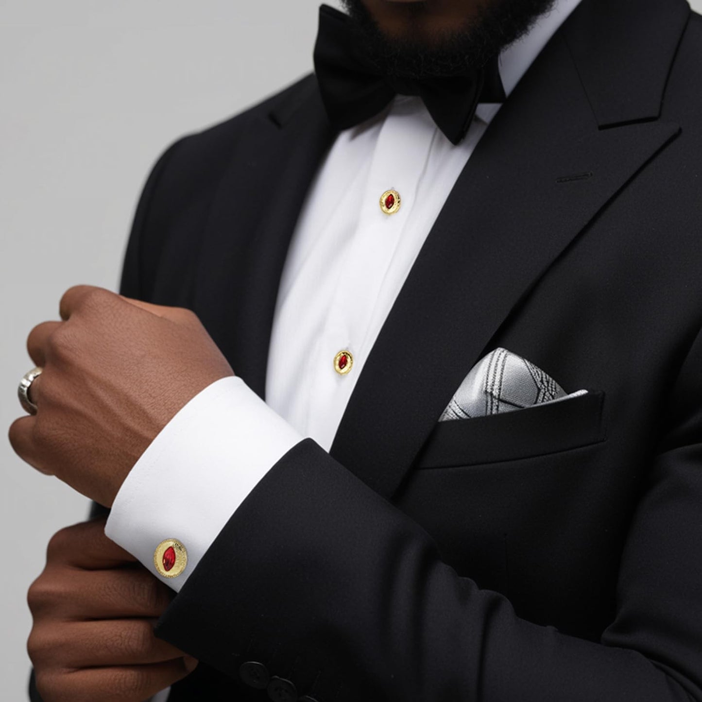 Tuxedo Studs and Cufflinks Set, Gold Cuff Links Mens and Tuxedo Shirt Buttons...