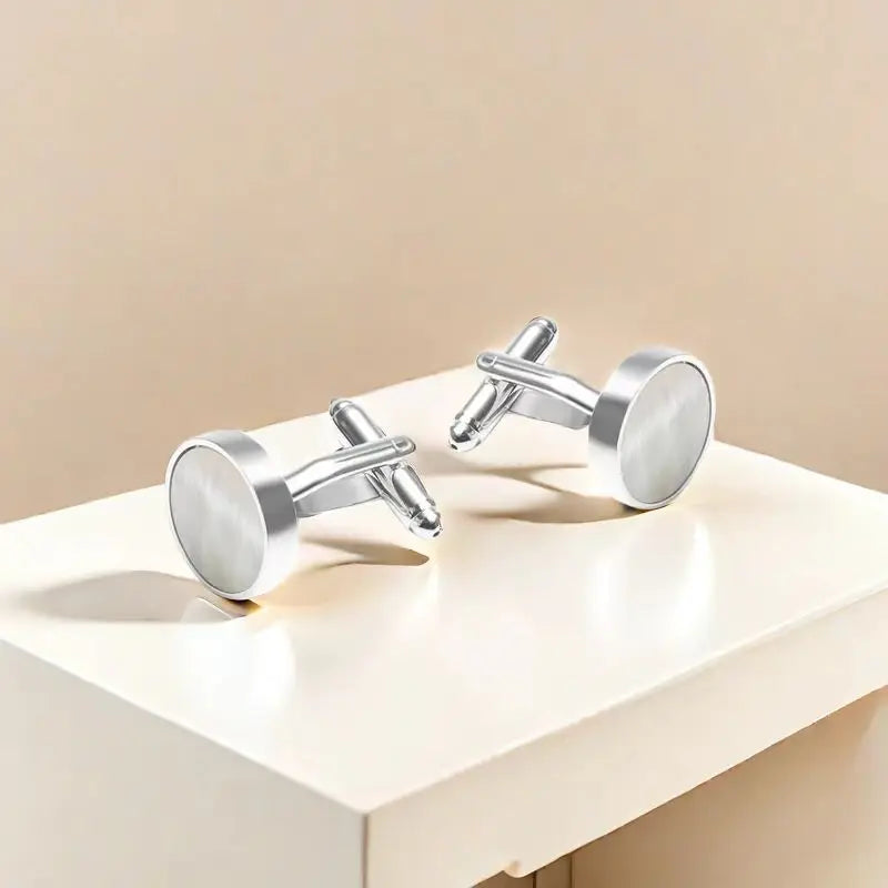 Men Jewelry Gift Cufflinks round Natural Shell Cufflinks Wedding Banquet Groom Cufflinks Copper Cufflinks