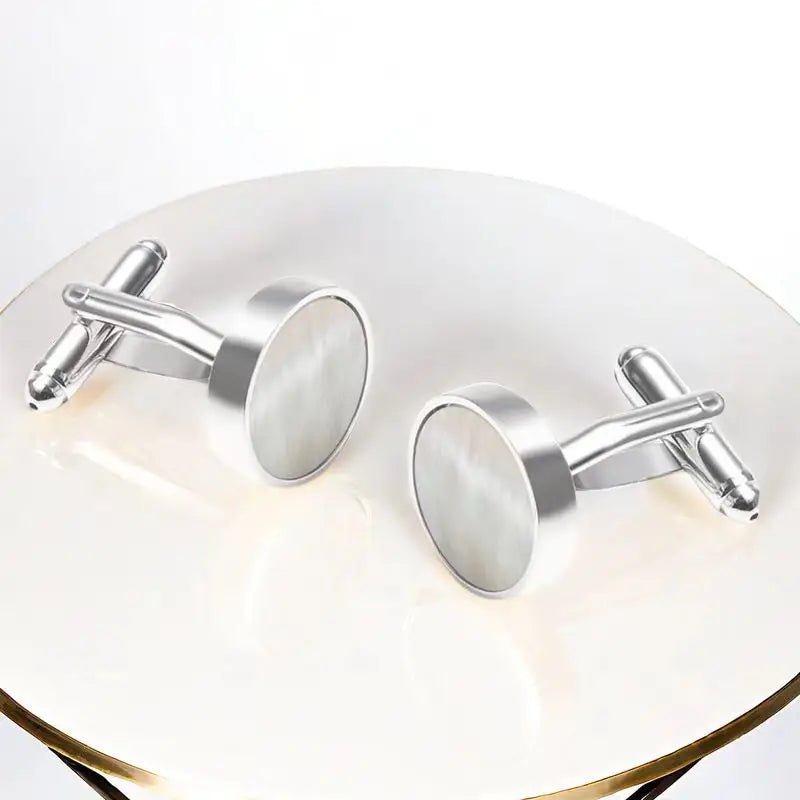 Men Jewelry Gift Cufflinks round Natural Shell Cufflinks Wedding Banquet Groom Cufflinks Copper Cufflinks