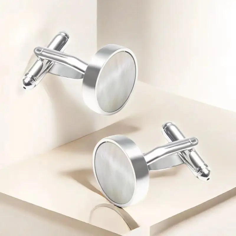 Men Jewelry Gift Cufflinks round Natural Shell Cufflinks Wedding Banquet Groom Cufflinks Copper Cufflinks