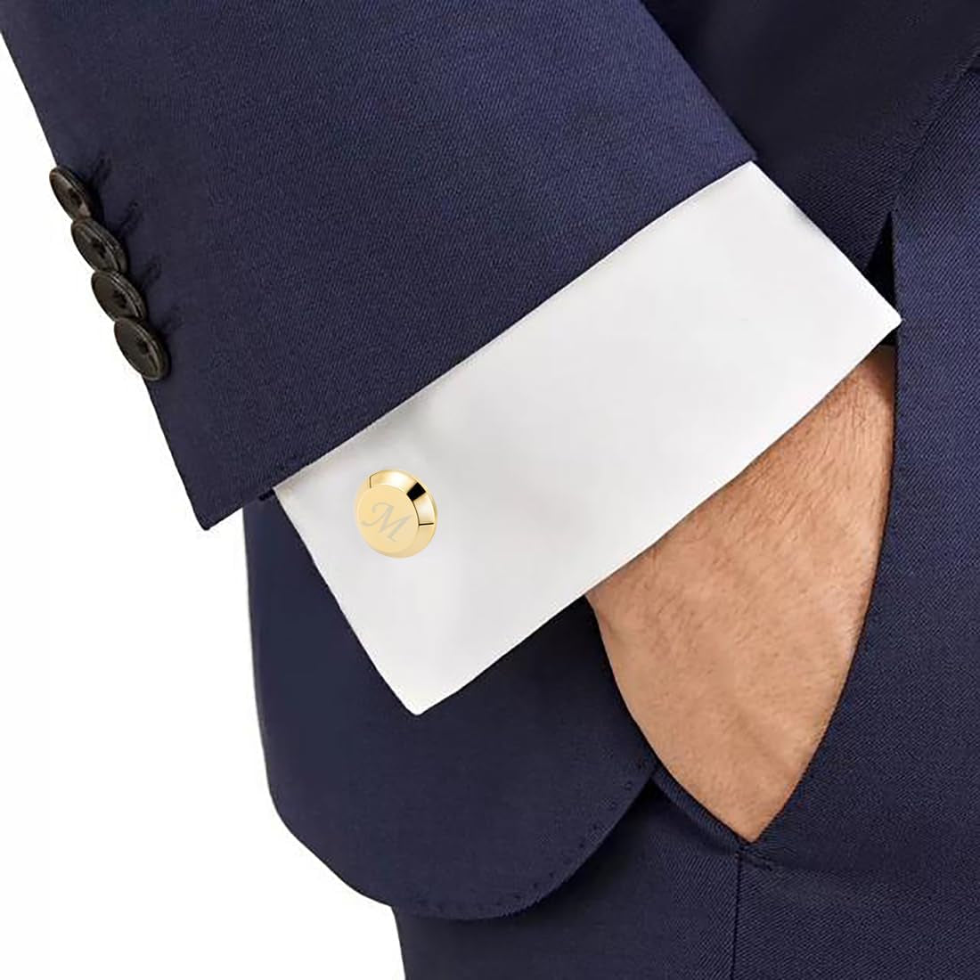 Cufflinks for Men Stainless Steel Initial Cuff Links A-Z