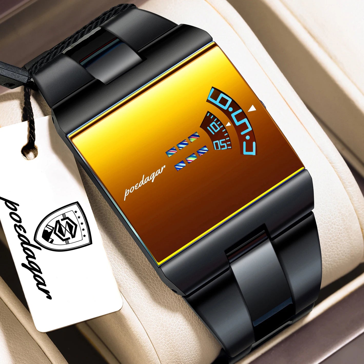 Top Rectangle Original Men Watch Waterproof Fashion Man Wristwatch Stainless Steel Quartz Sport Men'S Watches+Box Reloj