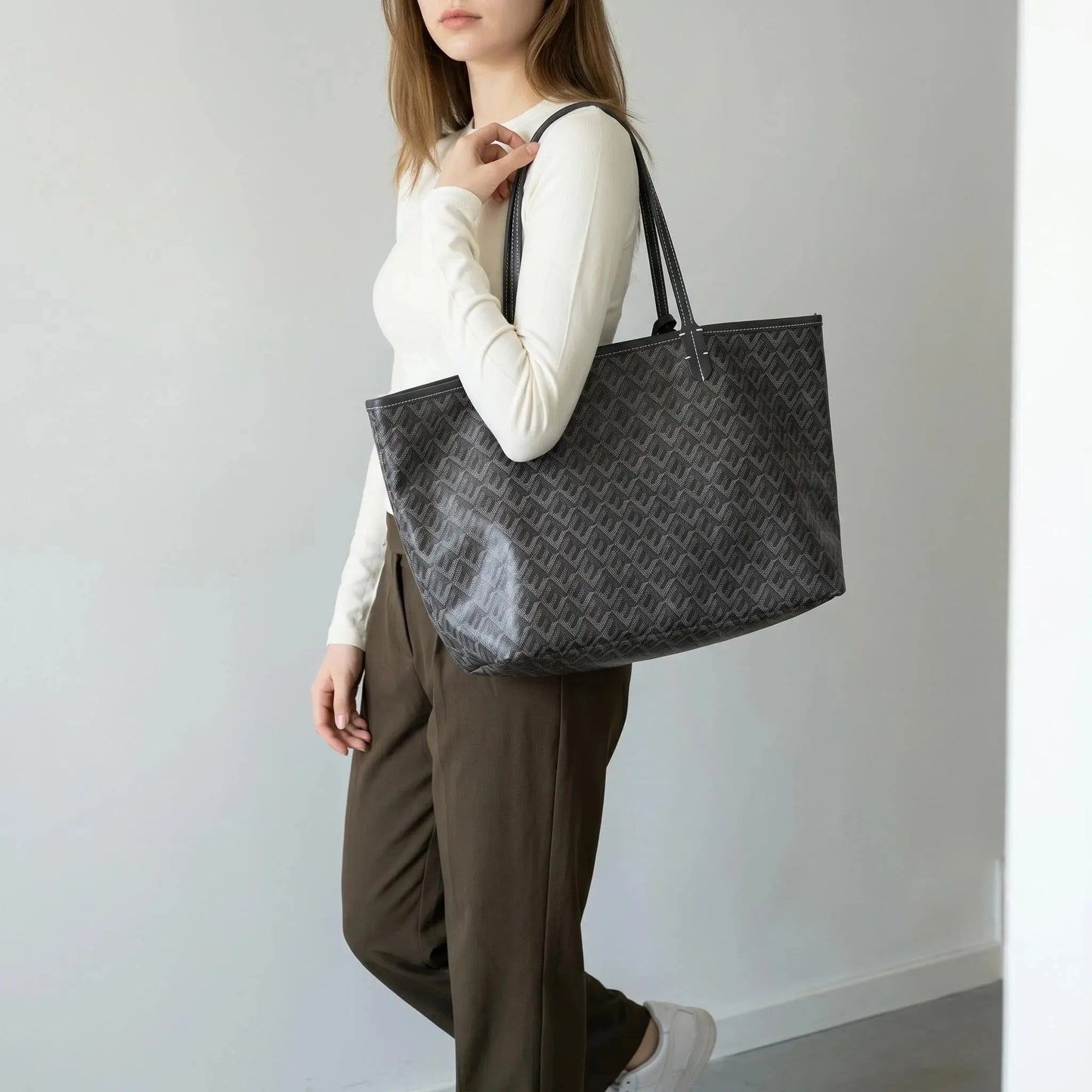 Women'S Double Handle Tote Bag Set - 1-Shoulder Premium PU Leather Design, Small/Medium/Large Sizes, Large Capacity, Double-Sided Mini Option for Moms, Shopping Use, Double Handle Women'S Tote Bags