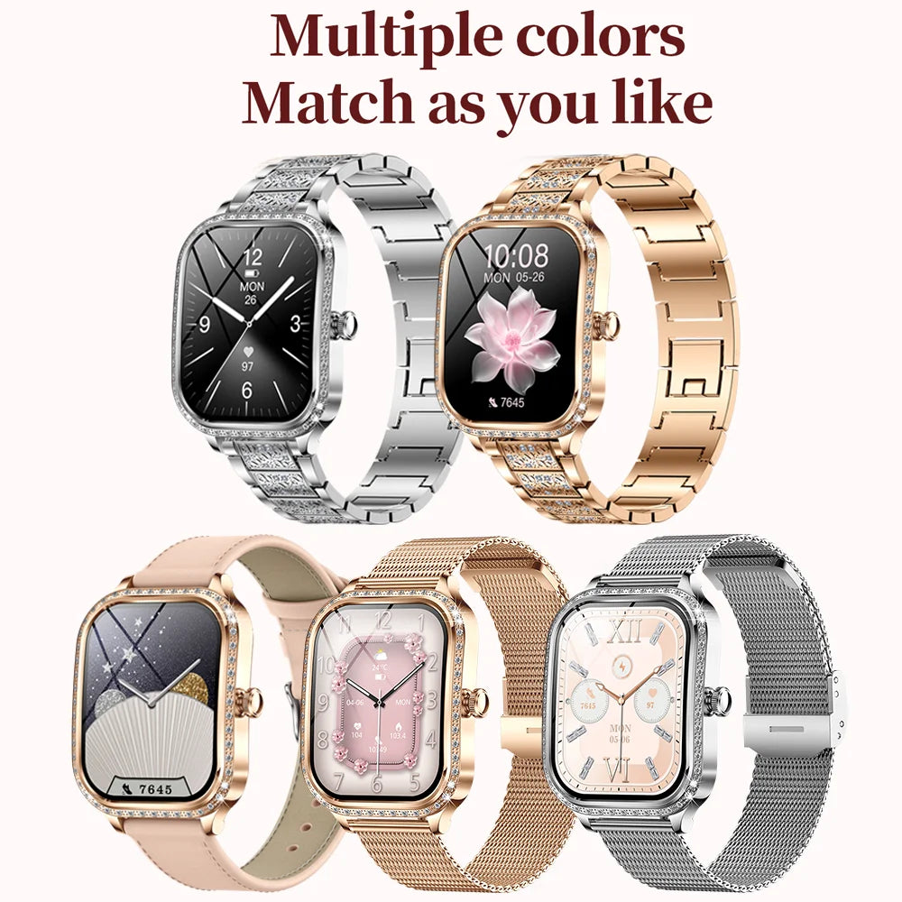 New Luxury Smart Watch Women 1.75" HD Display Heart Rate Sport Fitness IP68 Waterproof Bluetooth Call Smartwatch for Lady Gift