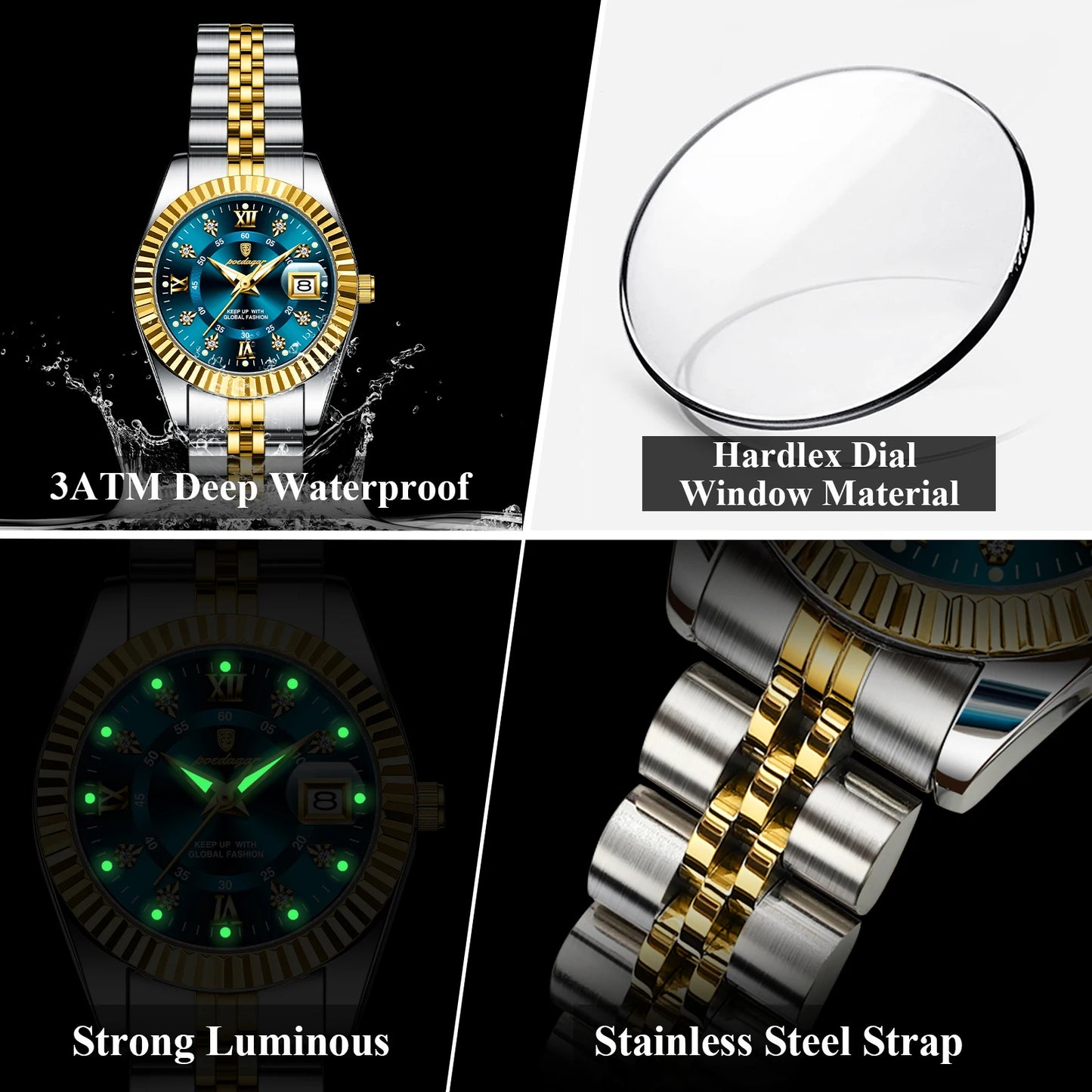 Top Luxury Watch for Women Waterproof Stainless Steel Luminous Date Ladies Watch Quartz Fashion Elegant Women'S Watches
