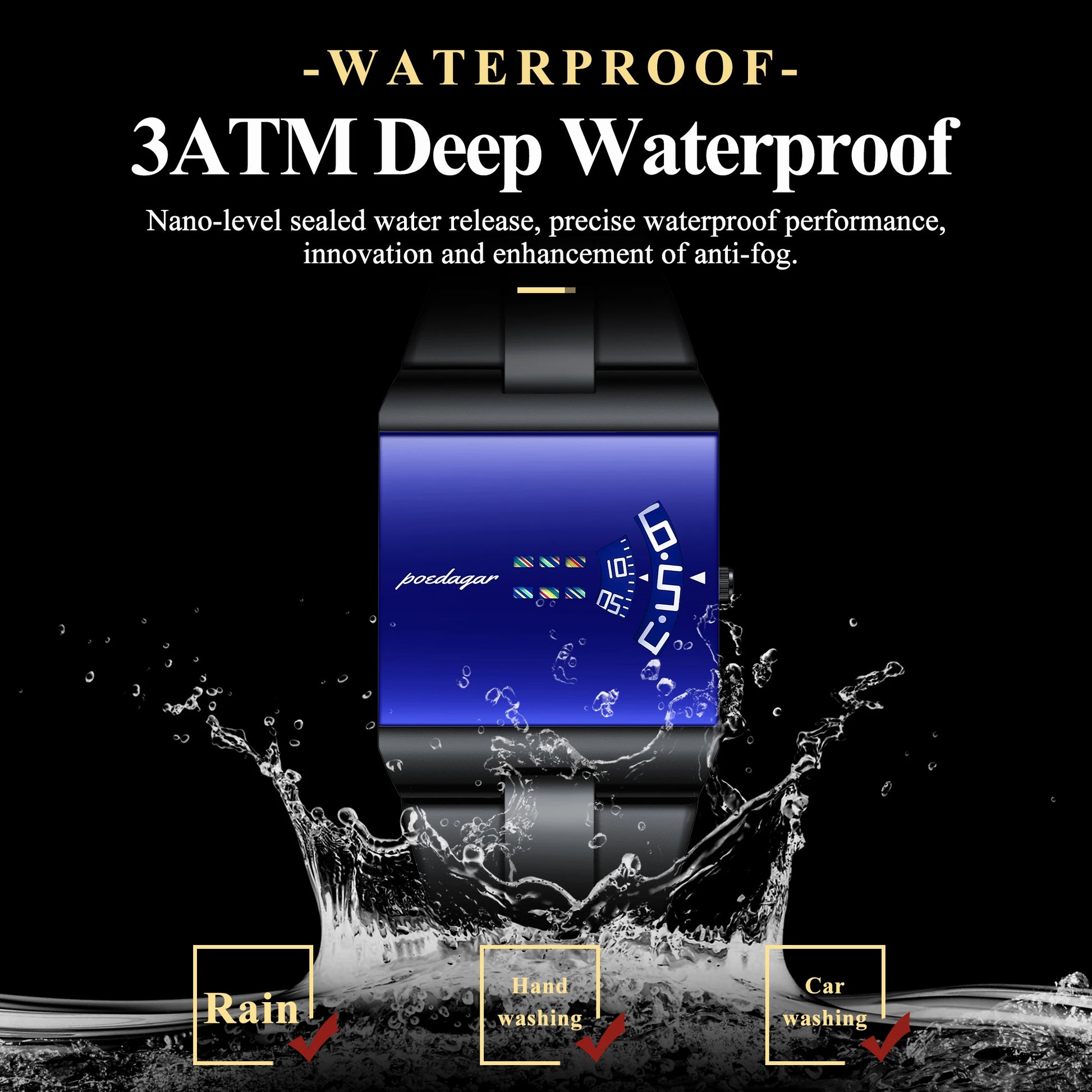 Top Rectangle Original Men Watch Waterproof Fashion Man Wristwatch Stainless Steel Quartz Sport Men'S Watches+Box Reloj