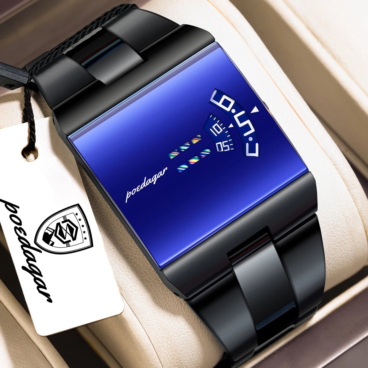 Top Rectangle Original Men Watch Waterproof Fashion Man Wristwatch Stainless Steel Quartz Sport Men'S Watches+Box Reloj