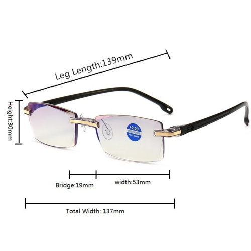 Rimless Reading Glasses Bifocal Far Near Anti Blue Light Magnification