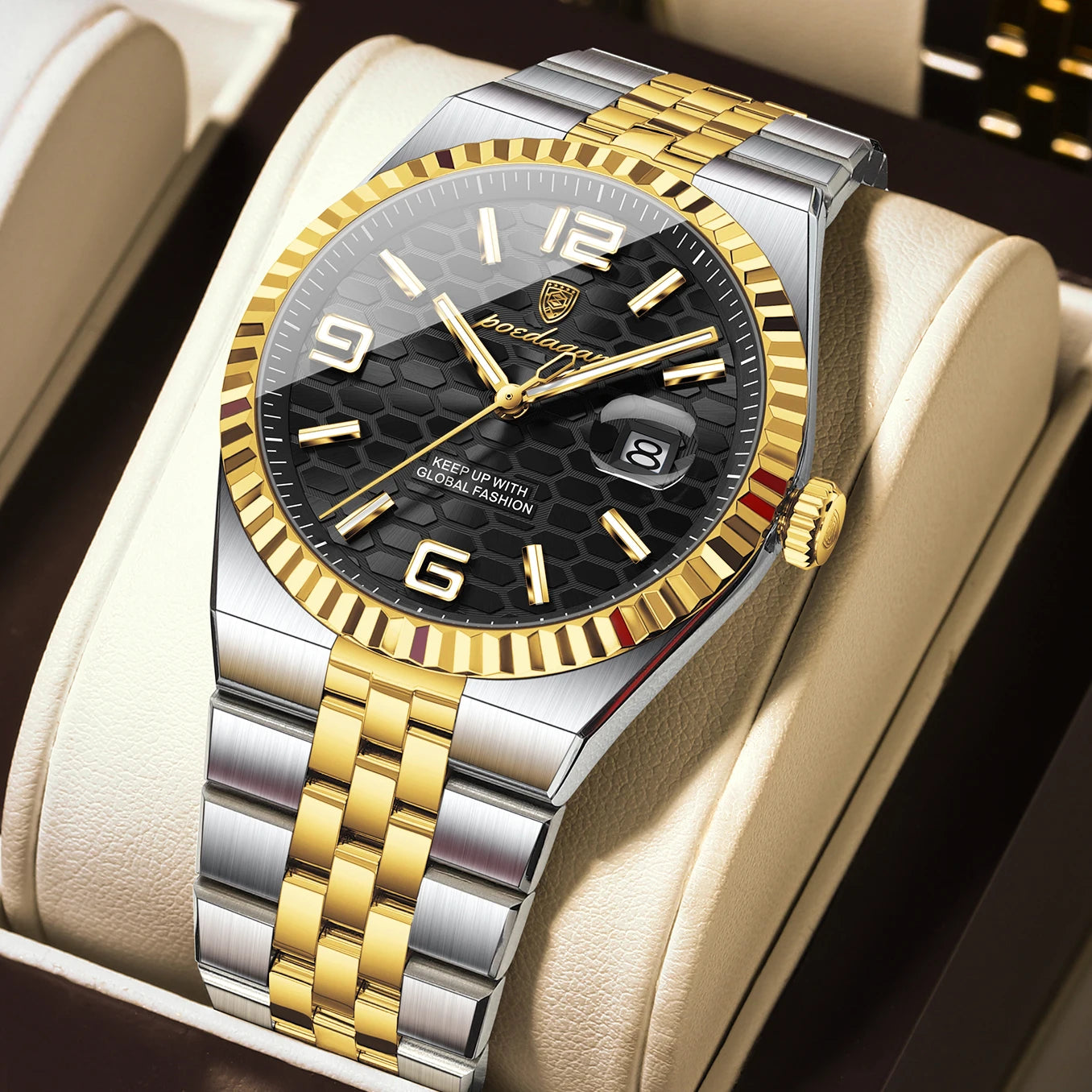 High Quality Original Men Clock Waterproof Luminous Date Luxury Man Watch Stainless Steel Quartz Men'S Watches Male+Box