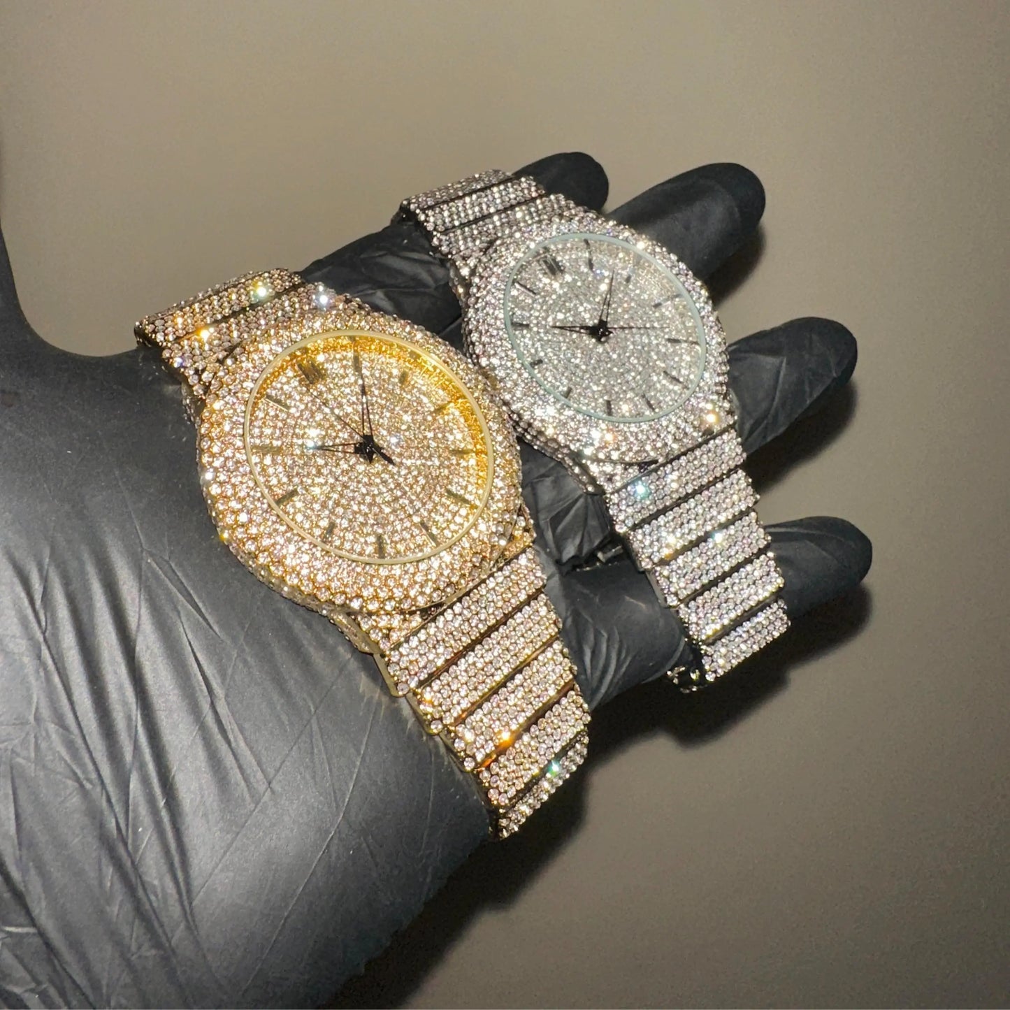 Men'S 41Mm round Luxury Purple Diamond ICED-OUT Hiphop Luxury Bling Watch