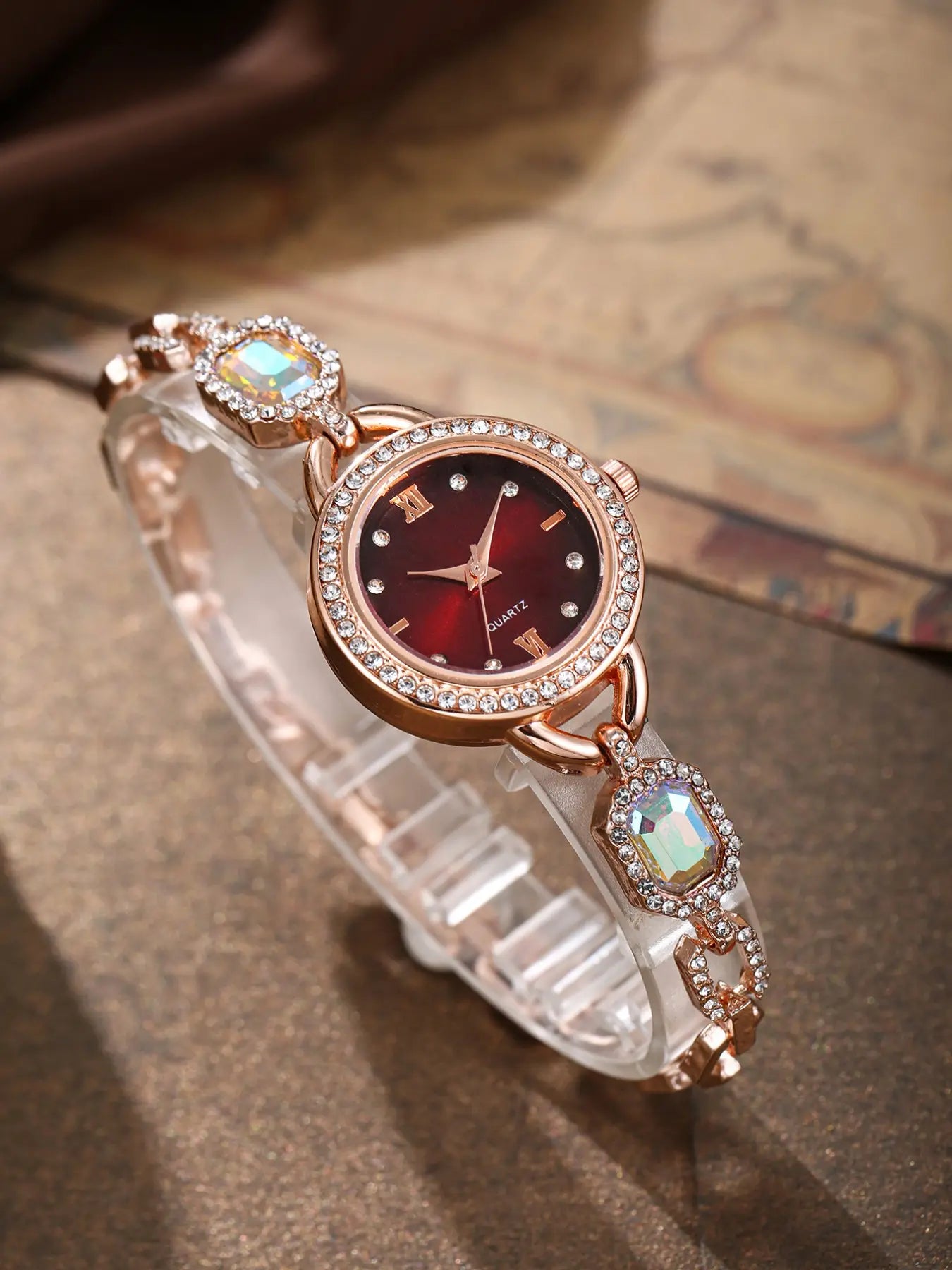 Luxury Fashion Quartz Watch with Artificial Diamonds, Analogue Quartz Watch, Modern Fashionable Wristwatch, Elegant Design for Daily Wear, Parties & Events, Perfect Gift Choice