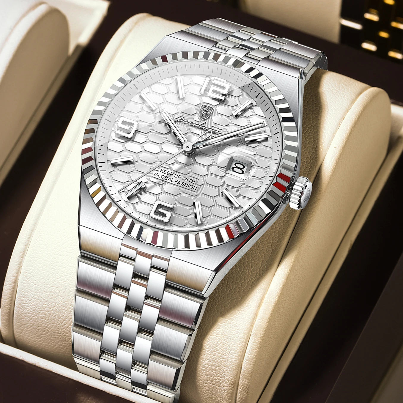 High Quality Original Men Clock Waterproof Luminous Date Luxury Man Watch Stainless Steel Quartz Men'S Watches Male+Box