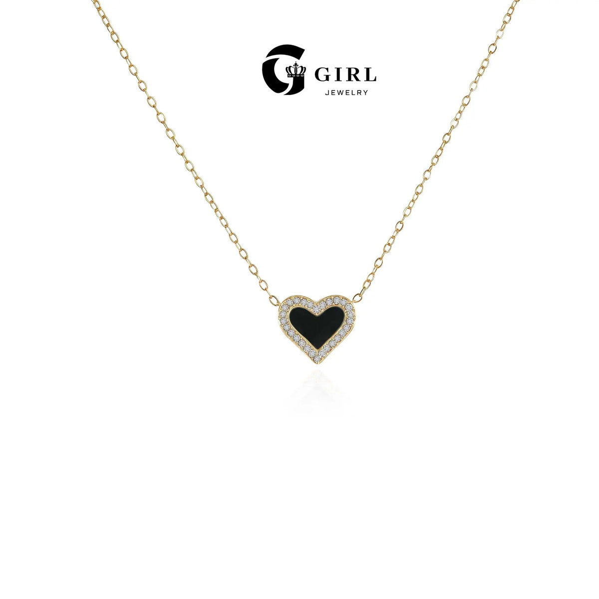 GGIRL 18K Gold Plated Resin Heart Shaped Stainless Steel Pendant Necklace with Zirconia Borders Unique for Women, Trendy Fashion Jewelry Gifts for Daily Wear Summer Beach Parties Holiday Birthdays Anniversaries Back to School Wedding Festivals Occasions