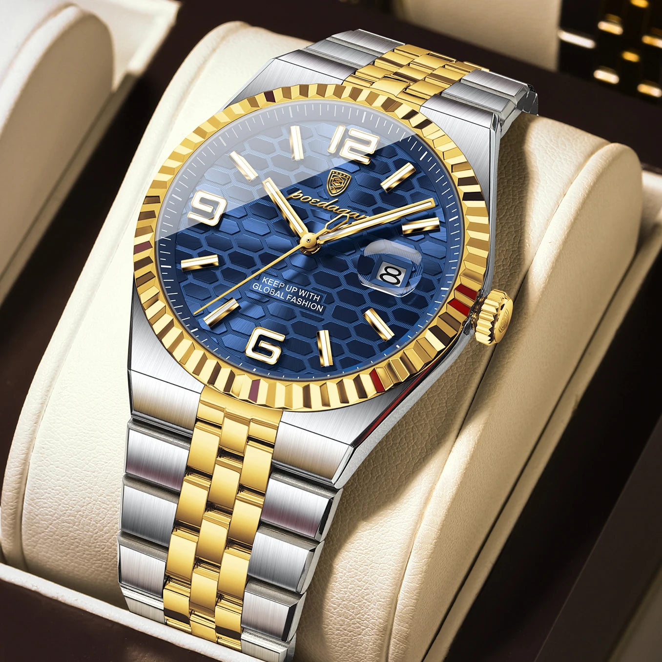 High Quality Original Men Clock Waterproof Luminous Date Luxury Man Watch Stainless Steel Quartz Men'S Watches Male+Box