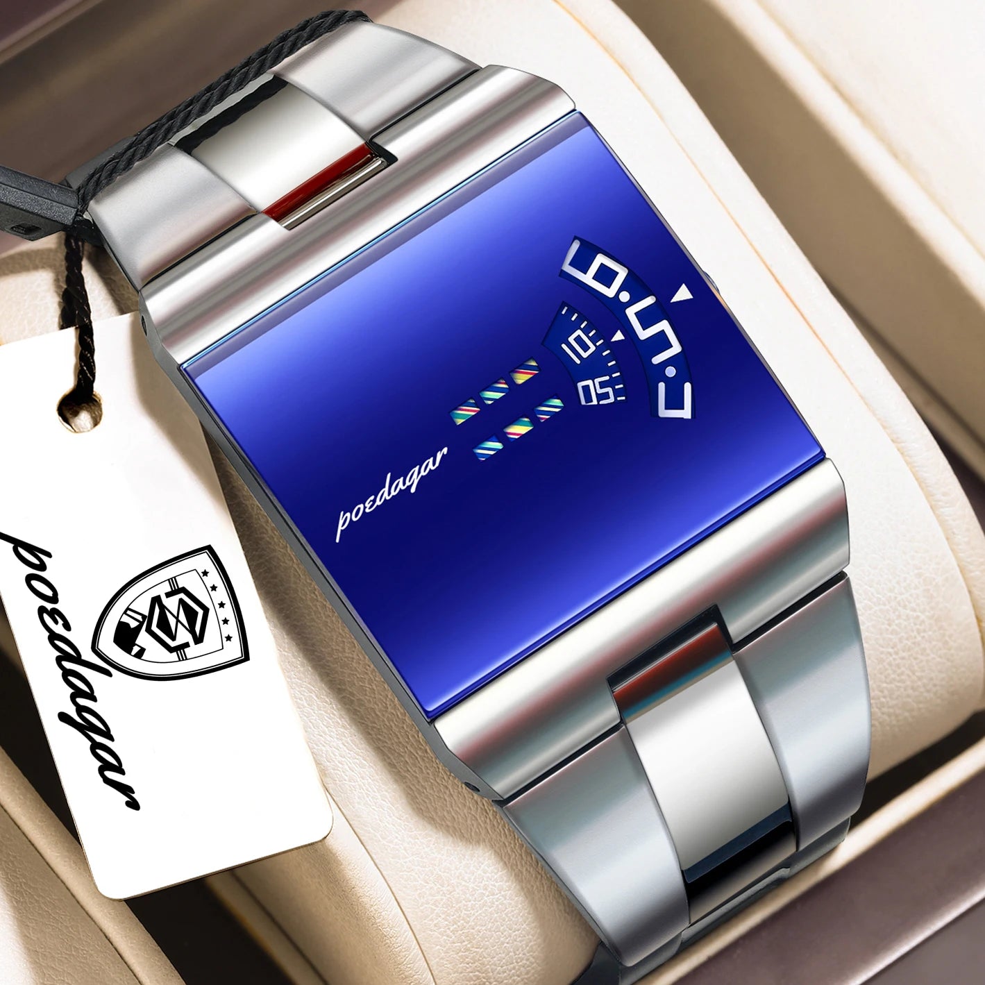 Top Rectangle Original Men Watch Waterproof Fashion Man Wristwatch Stainless Steel Quartz Sport Men'S Watches+Box Reloj