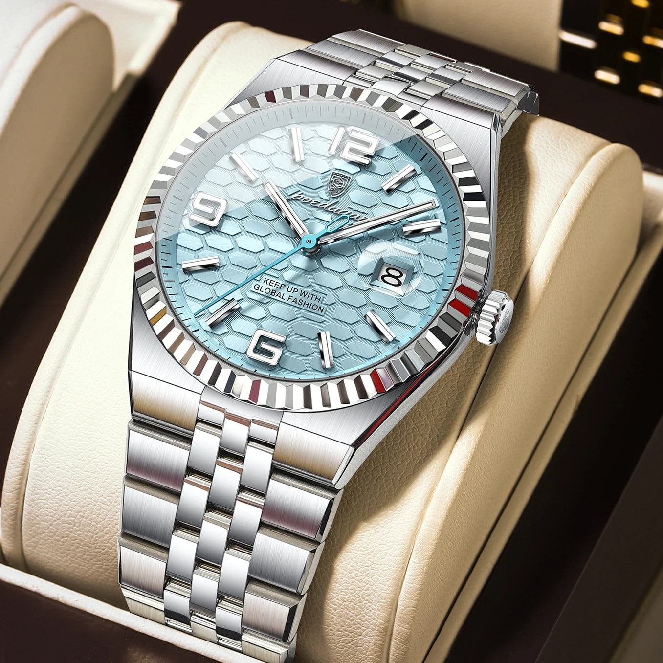 High Quality Original Men Clock Waterproof Luminous Date Luxury Man Watch Stainless Steel Quartz Men'S Watches Male+Box