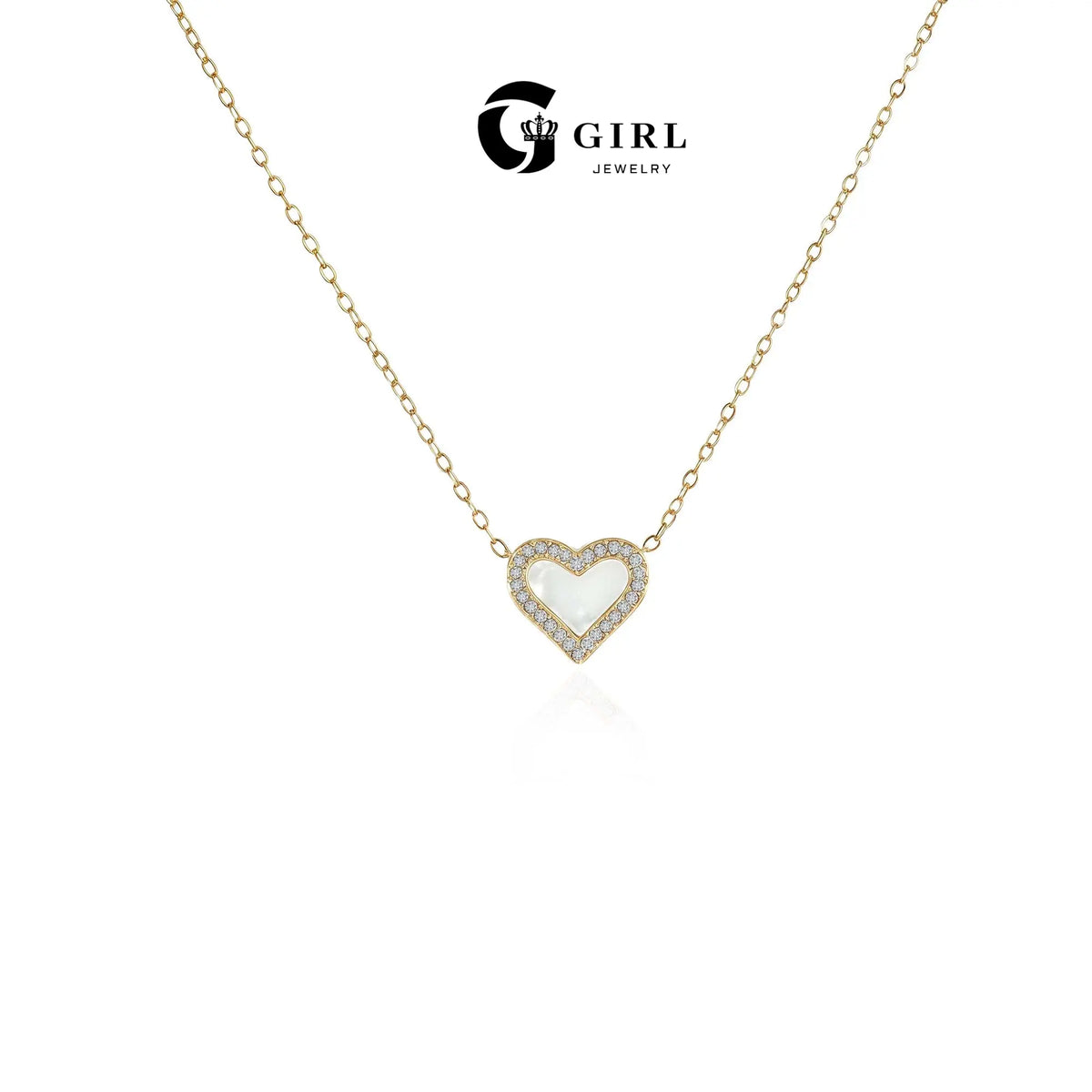 GGIRL 18K Gold Plated Resin Heart Shaped Stainless Steel Pendant Necklace with Zirconia Borders Unique for Women, Trendy Fashion Jewelry Gifts for Daily Wear Summer Beach Parties Holiday Birthdays Anniversaries Back to School Wedding Festivals Occasions